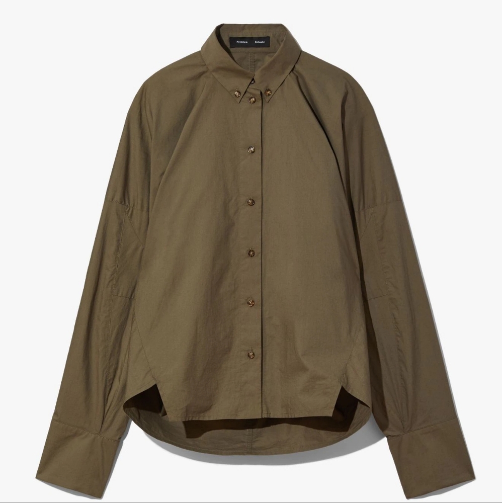 Proenza Schouler bottom up, cotton, poplin, shirt, military green unisex